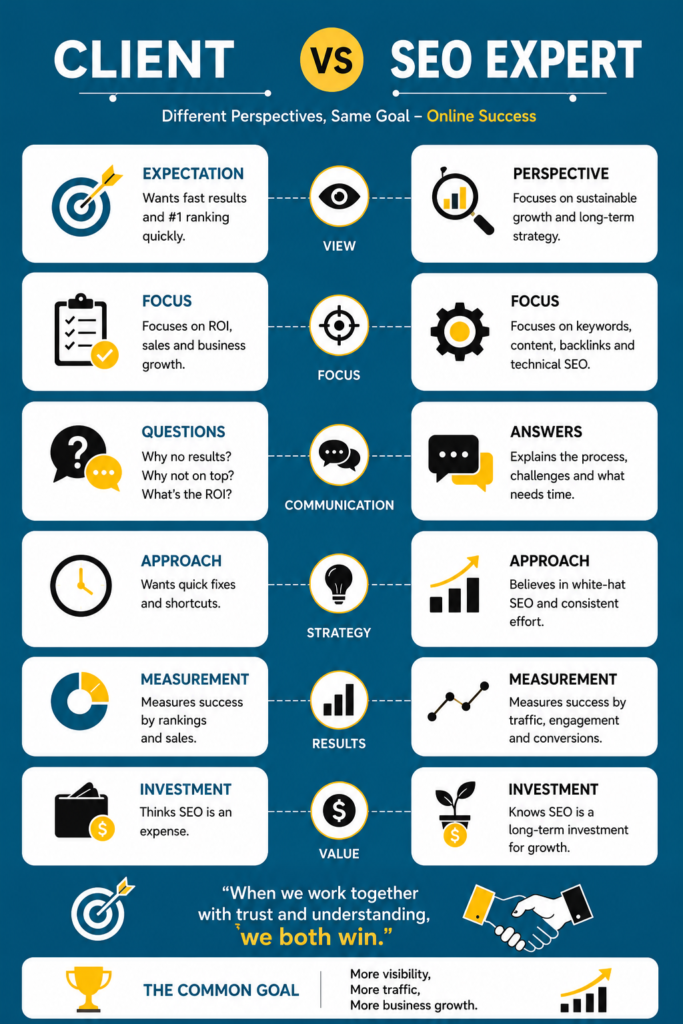 client vs SEO expert collaboration